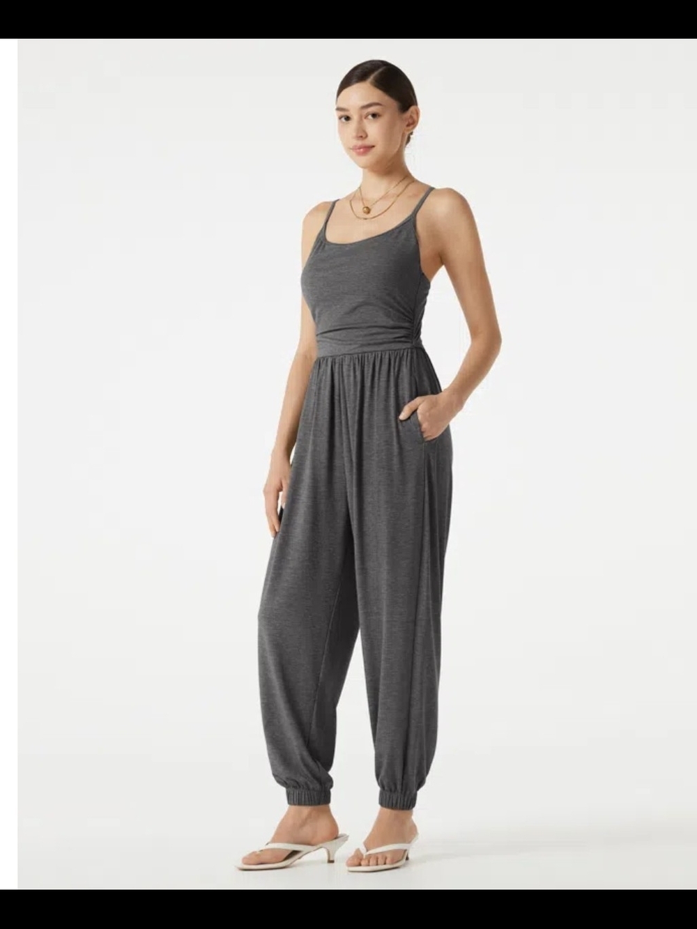 Halara Charcoal Gray Jumpsuit with 'Easy Peasy' Access.